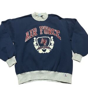 Vintage 1980s Russell Athletic Air Force Cuff Crewneck Sweater Pristine Size XL
